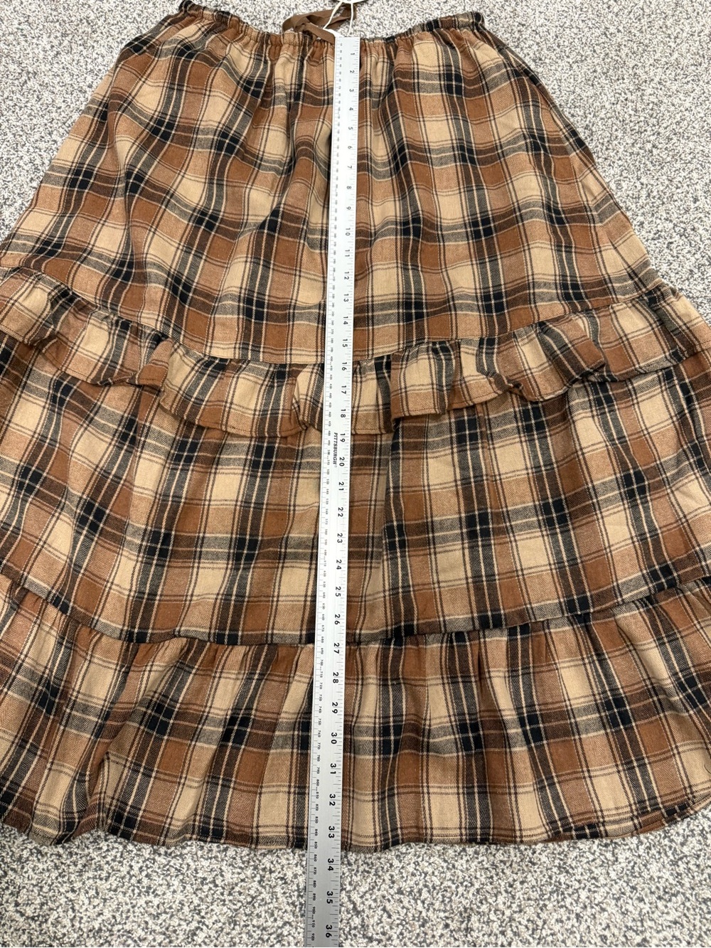 New! New In Women's Plaid Tiered Ruffle Cowgirl Rodeo Midi/Maxi Skirt Brown Sz L - Picture 10 of 10
